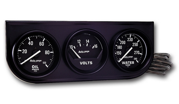 GAUGE CONSOLE, OILP/WTMP/VOLT, 2-1/16", 100 PSI/280 F/18V, MECH BLK DIAL,